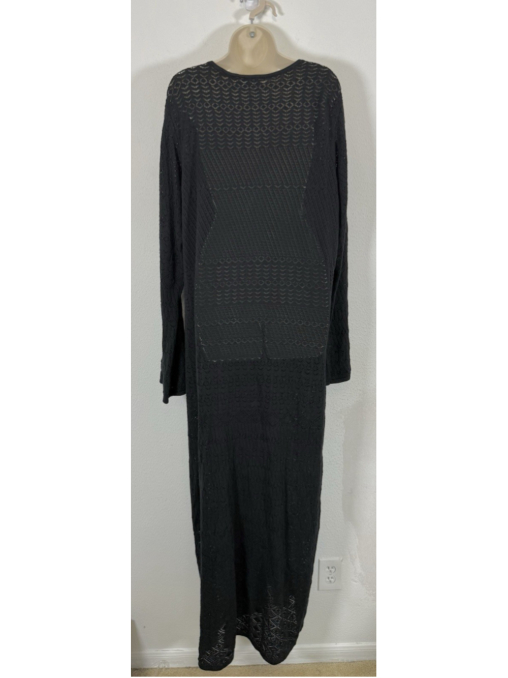 FUTURE COLLECTIVE JENNY K LOPEZ Black Crochet Maxi Dress 3X Beach Cover Up Boho - Picture 3 of 12